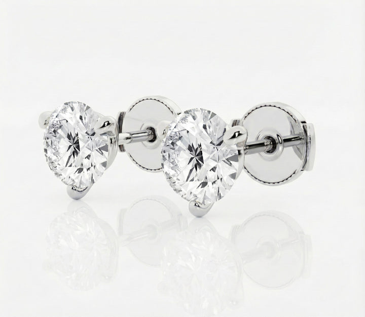14K White Gold 1.50ctw Lab-Grown Diamond Stud Earrings (3-Prong Martini)