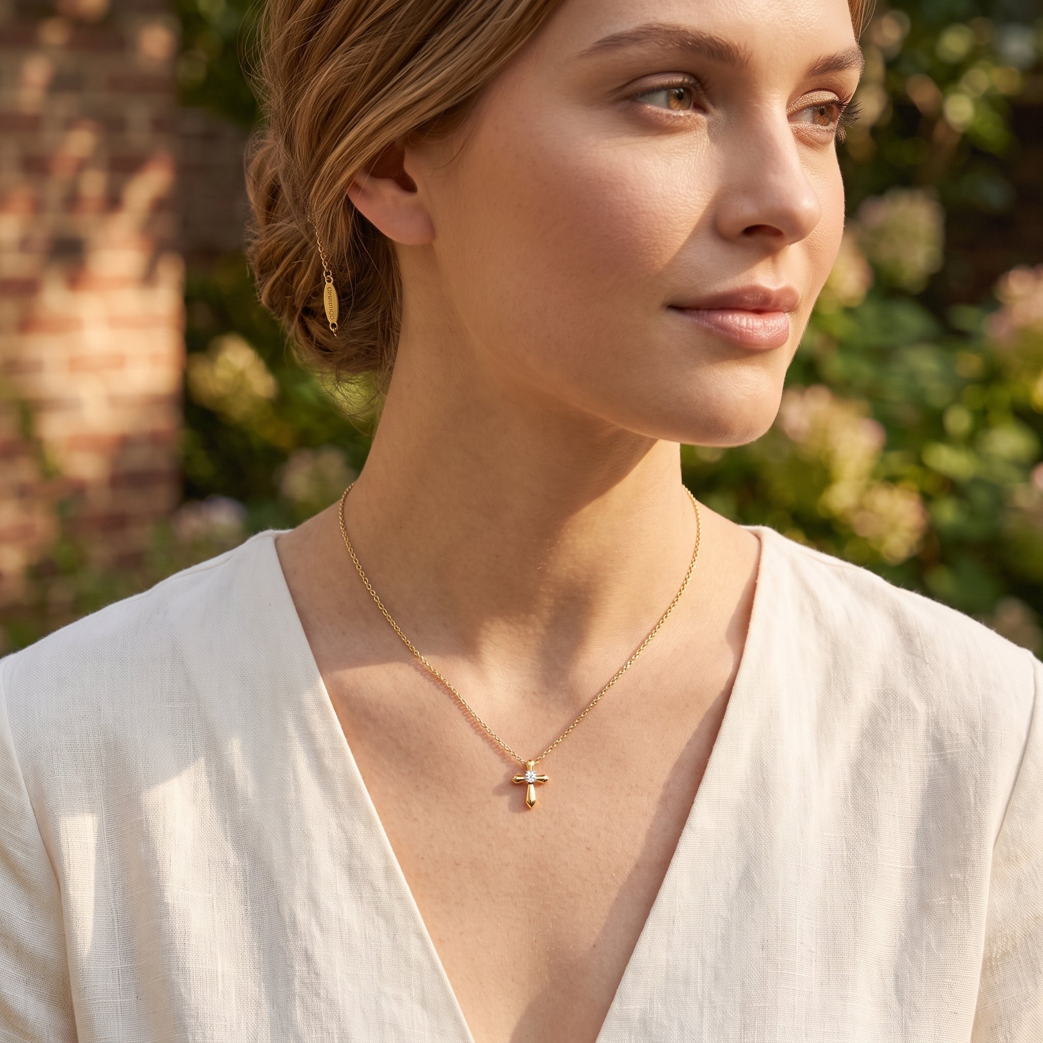 Round Lab-Grown Diamond Cross Pendant