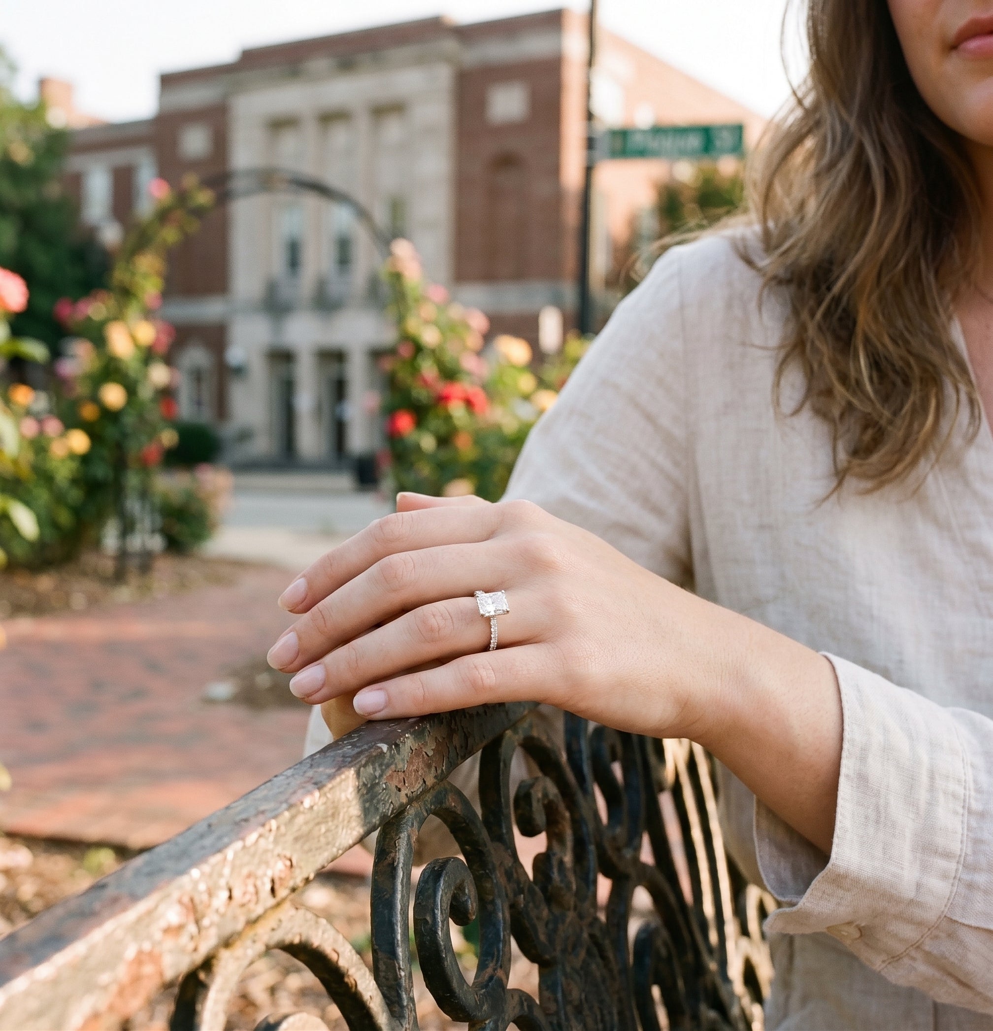 1 CT Radiant Lab-Grown Diamond Engagement Ring | 10K White Gold | 1.25 CTTW Round Diamond Accents | LGR50663-125 - Brownee Jewelers