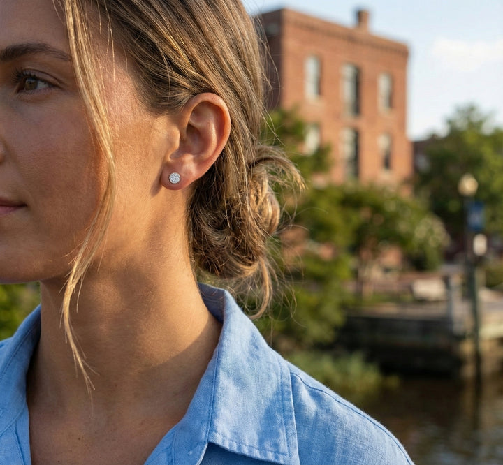 Diamond Pavé Stud Earrings | 14K White Gold | 0.17 ctw | Stud Earrings - Brownee Jewelers