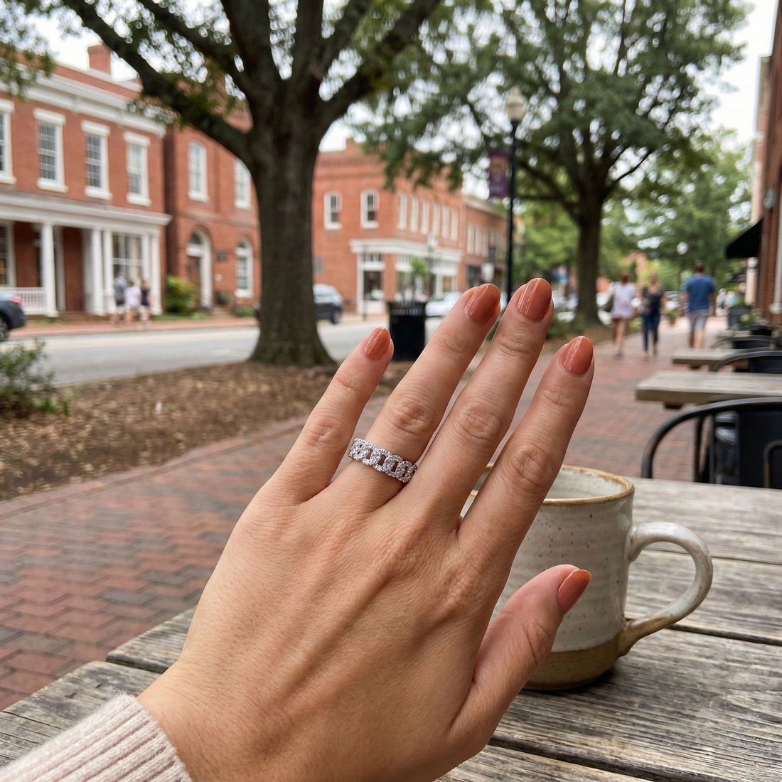 Diamond Link Ring | 14K White Gold | 0.41 ctw | Modern Pavé Chain Ring - Brownee Jewelers