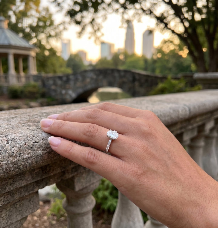 1 CT Oval Lab-Grown Diamond Engagement Ring | 10K White Gold | 1.25 CTTW Round Diamond Accents | LGR50665-125 - Brownee Jewelers