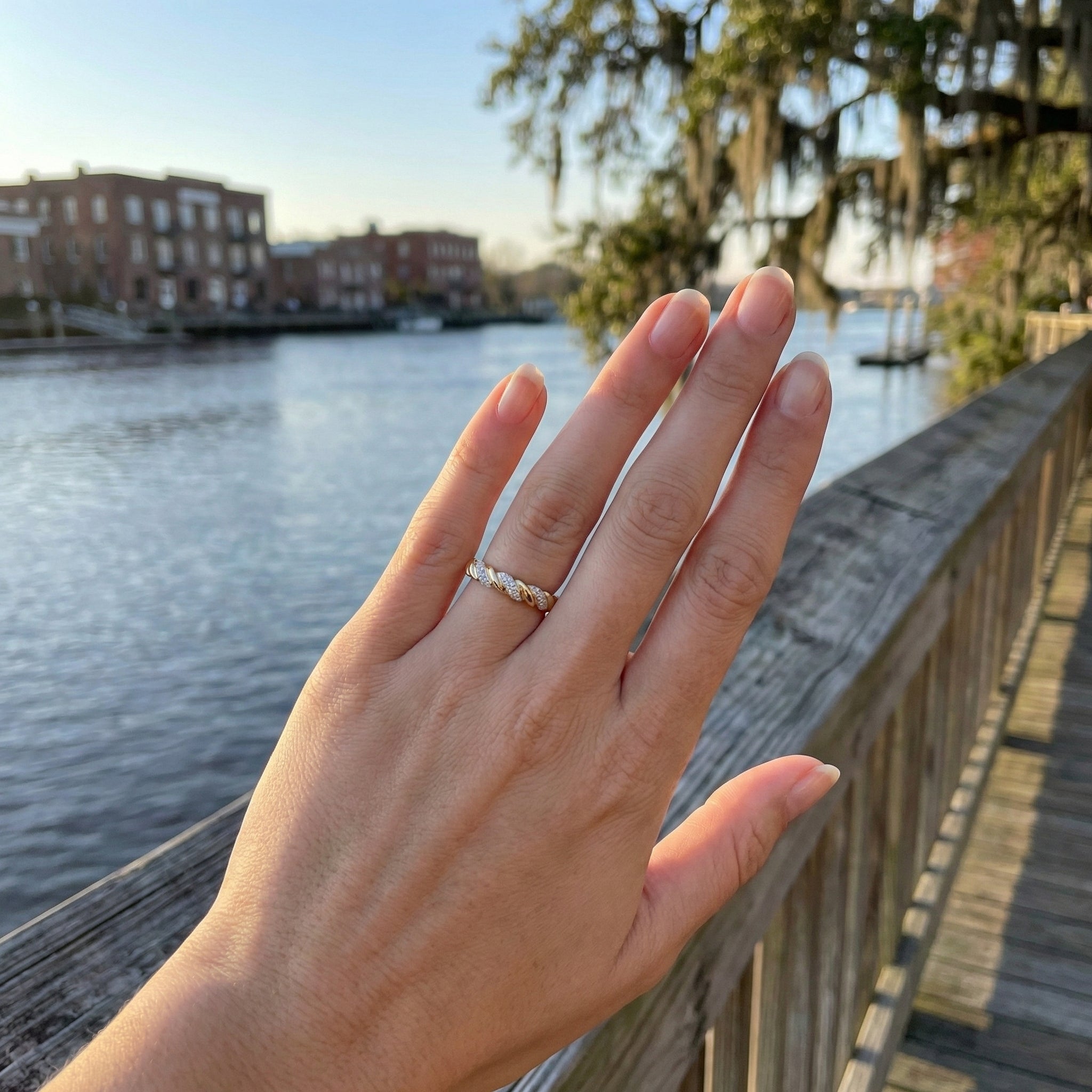 Diamond Rope Band | 14K Yellow Gold | 0.12 ct | Round Diamonds | Twisted Band Ring - Brownee Jewelers
