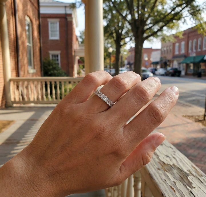 4.42 ctw Lab-Grown Diamond Eternity Band | Emerald Cut | 14K White Gold | Size 6.5 | LGR120-K28JC1 - Brownee Jewelers