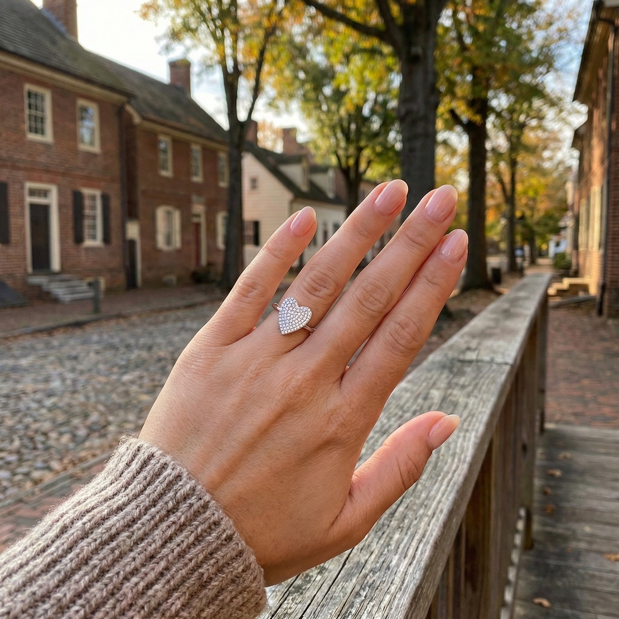 Diamond Pavé Heart Ladies Ring | 14K White Gold | 0.26 ctw | Romantic Fashion Ring - Brownee Jewelers