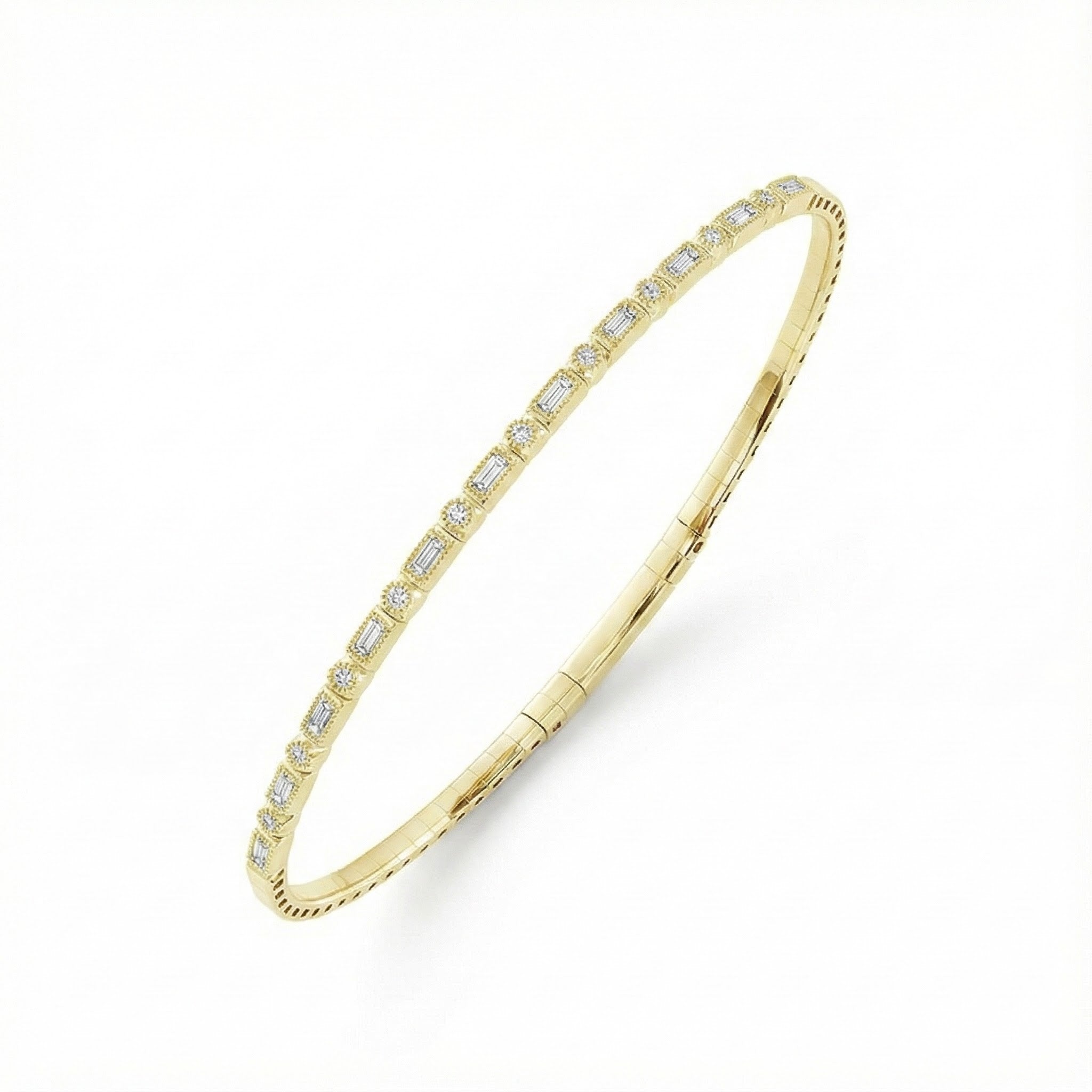 14K Yellow Gold Flex Diamond Bangle – .38ct Total Weight