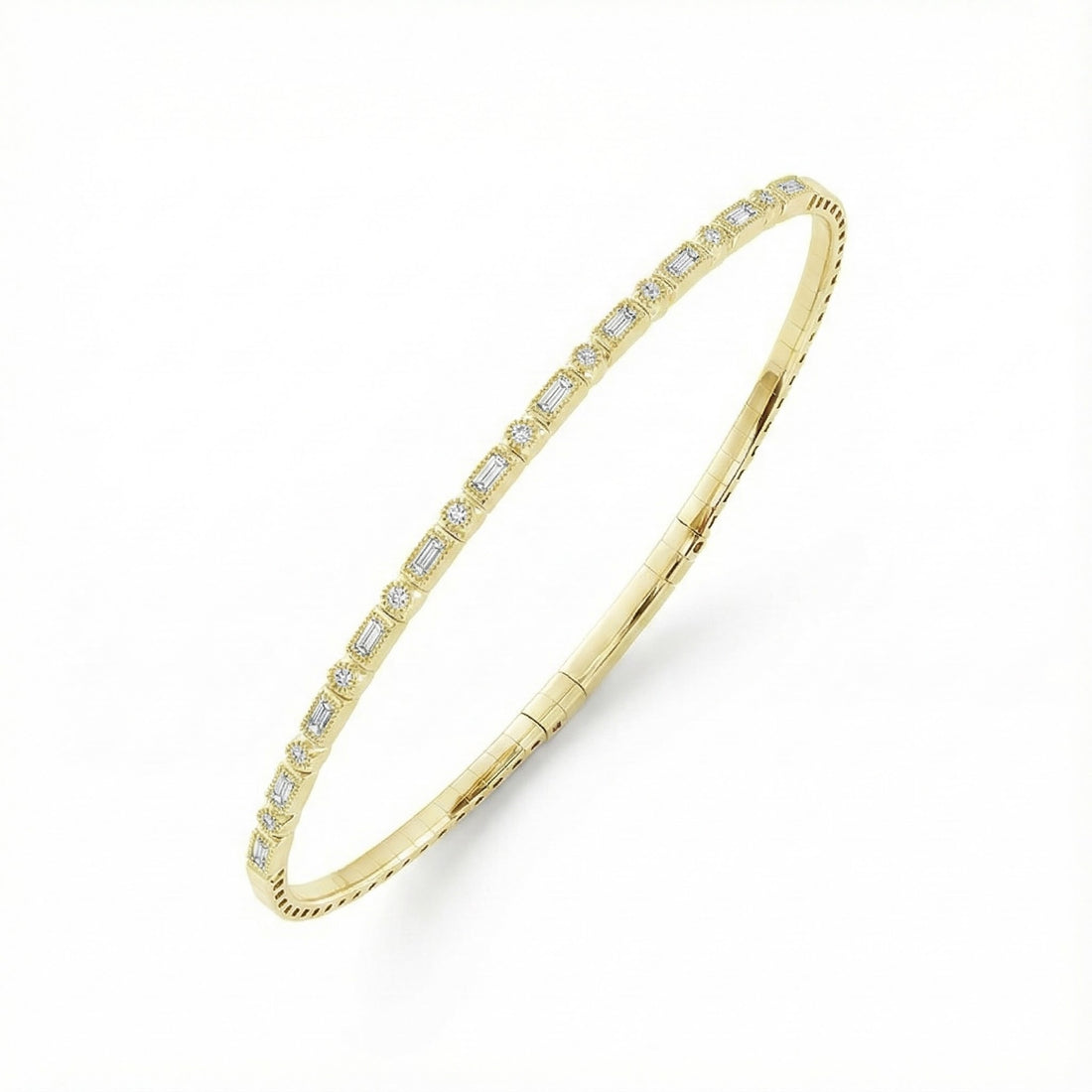 14K Yellow Gold Flex Diamond Bangle – .38ct Total Weight