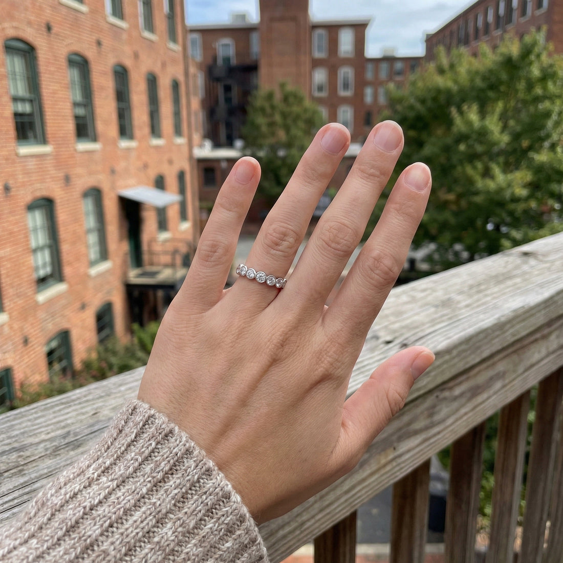 Diamond Ladies Band | 14K White Gold | 0.52 ctw | Bezel-Style Stackable Ring - Brownee Jewelers