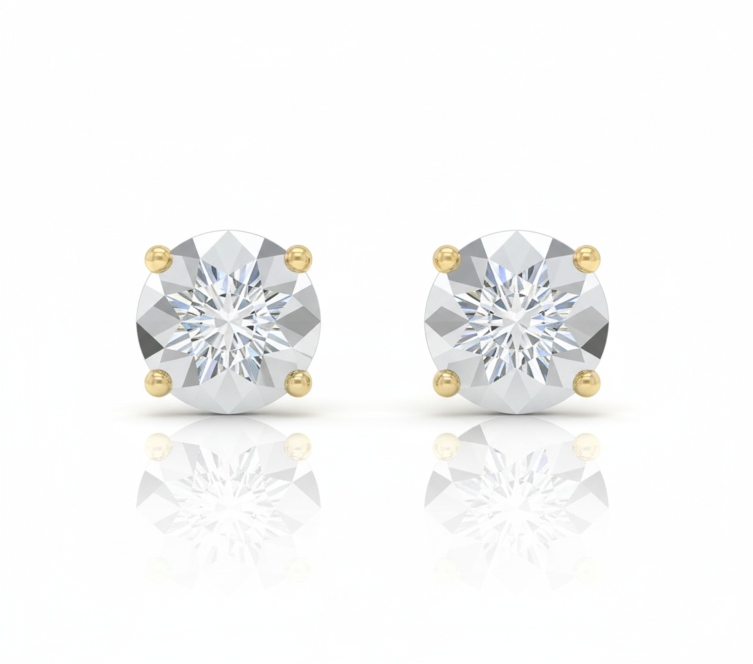 10K Yellow Gold & Silver .02ct Diamond Stud Earrings – Holiday Sale $49.88