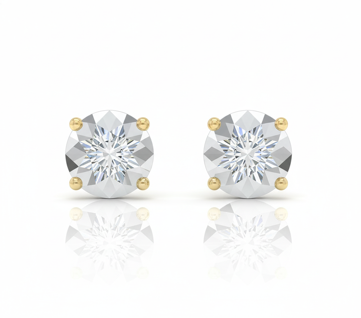 10K Yellow Gold & Silver .02ct Diamond Stud Earrings – Holiday Sale $49.88