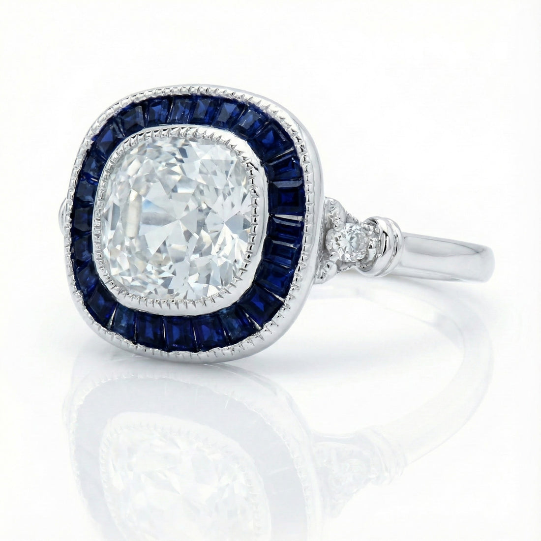 Lafonn Heritage Sapphire & Lassaire Diamond Art Deco Ring – 5.07 cttw