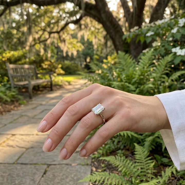 Emerald Cut Lab-Grown Diamond Ring | 14K White Gold | Diamond | Solitaire | Engagement Ring - Brownee Jewelers