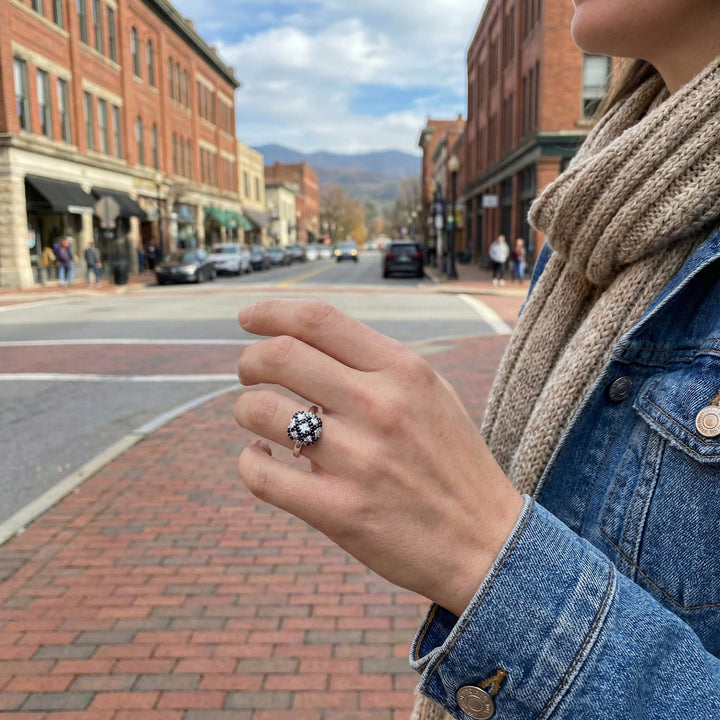 Black & White Diamond Checkerboard Ring