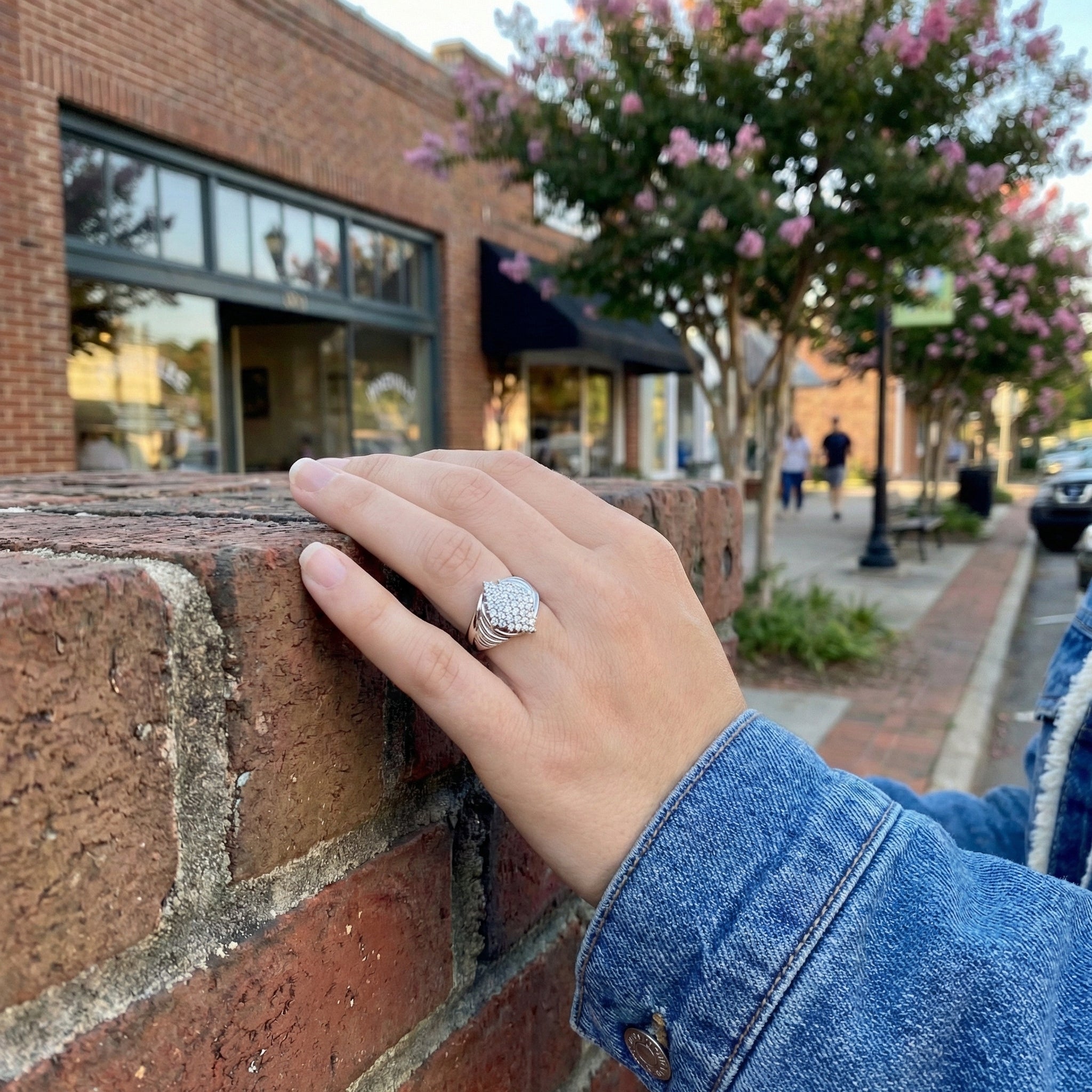 Round Diamond Cluster Ring | 0.75 ctw | 14K White Gold | Classic Diamond Statement Ring - Brownee Jewelers