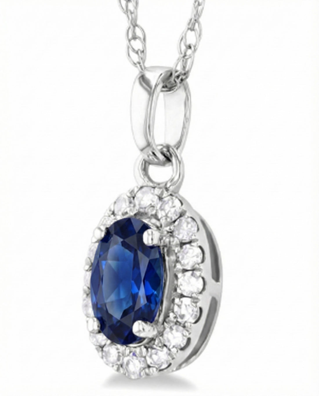 Sapphire Diamond Halo Pendant