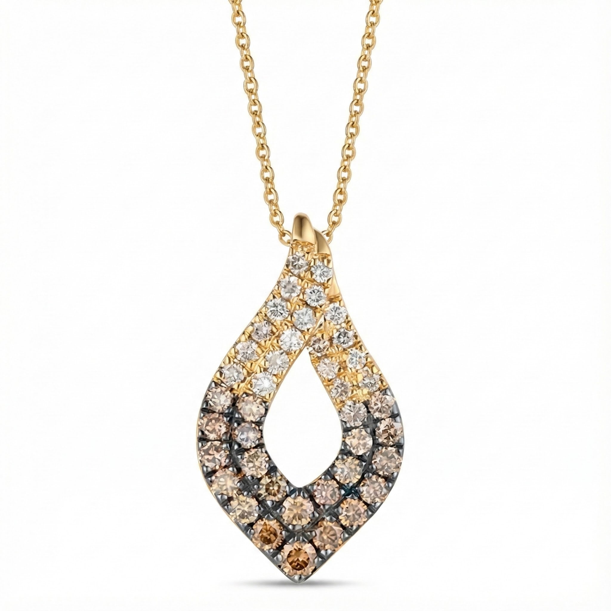Diamond Ombré Teardrop Pendant | 14K Yellow Gold | 1.01 ctw White & Chocolate Diamonds® - Brownee Jewelers