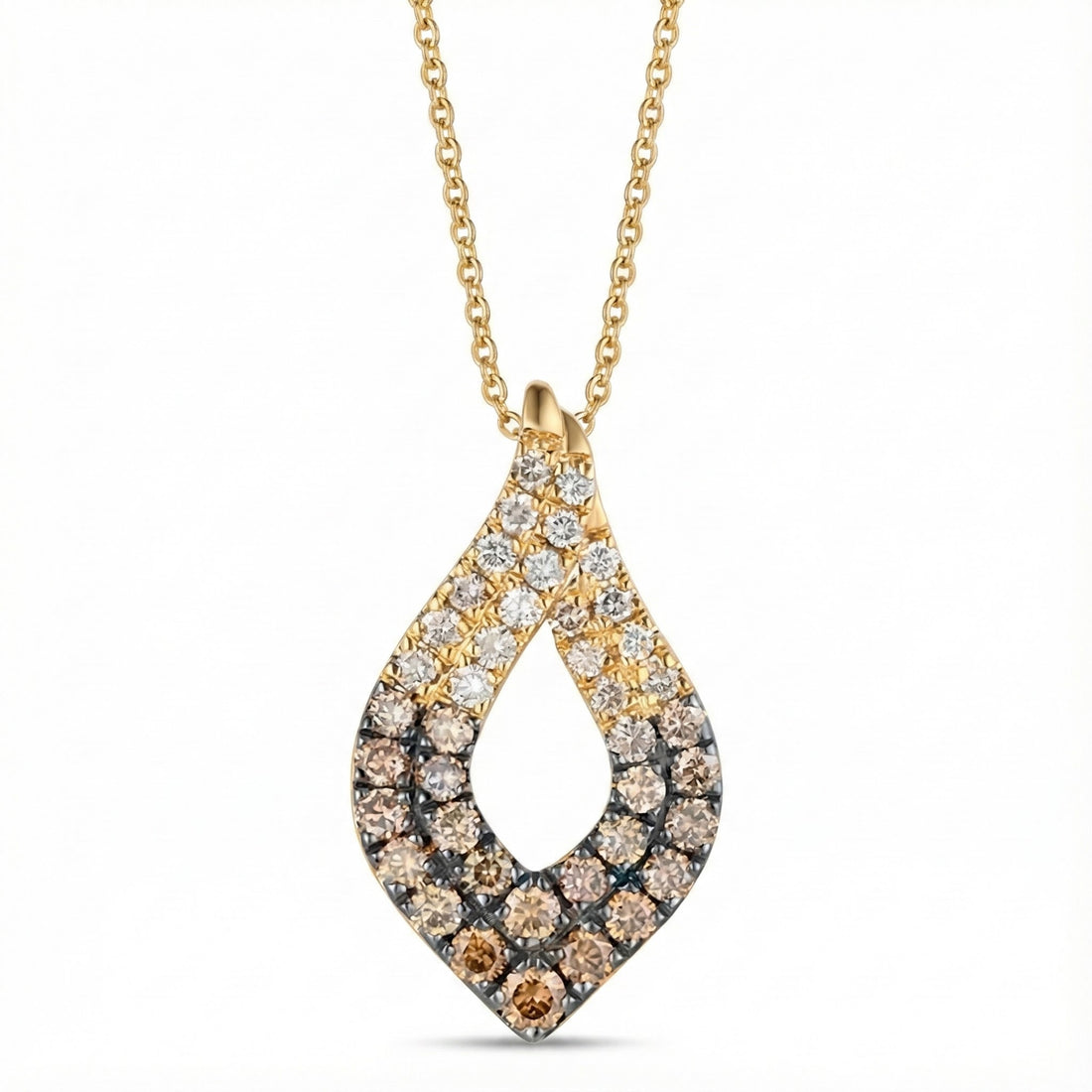 Diamond Ombré Teardrop Pendant | 14K Yellow Gold | 1.01 ctw White & Chocolate Diamonds® - Brownee Jewelers