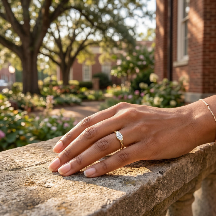 Marquise Diamond Solitaire Engagement Ring | 14K Yellow Gold | 1 CT Marquise Diamond Ring | Classic Minimalist Setting - Brownee Jewelers