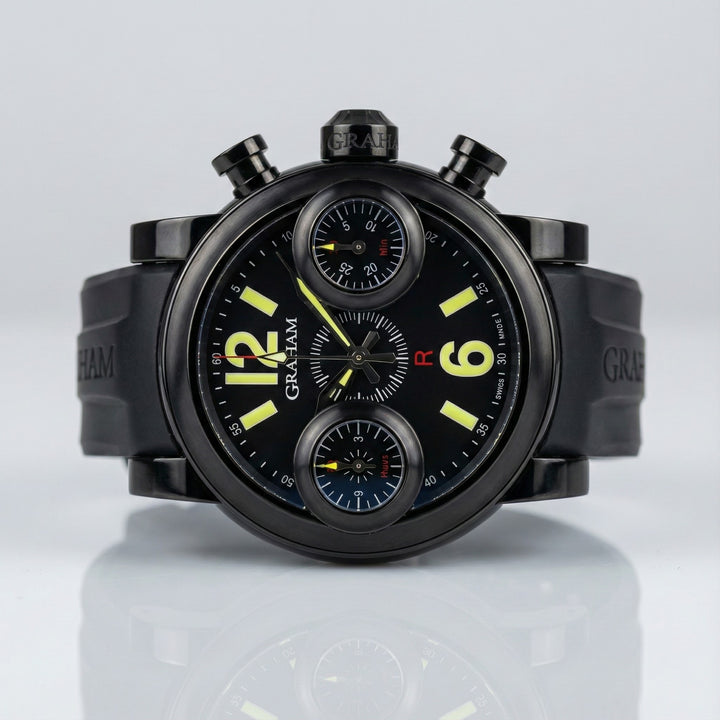 Graham Swordfish Chronograph “Black Knight” 2SWASB,  Limited Edition 1 of 500 pieces.  Complete set,  and near excellent condition 