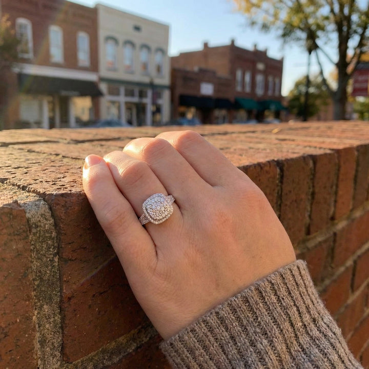 Round Diamond Cluster Halo Ring | 10K White Gold | Diamond Fashion Ring - Brownee Jewelers