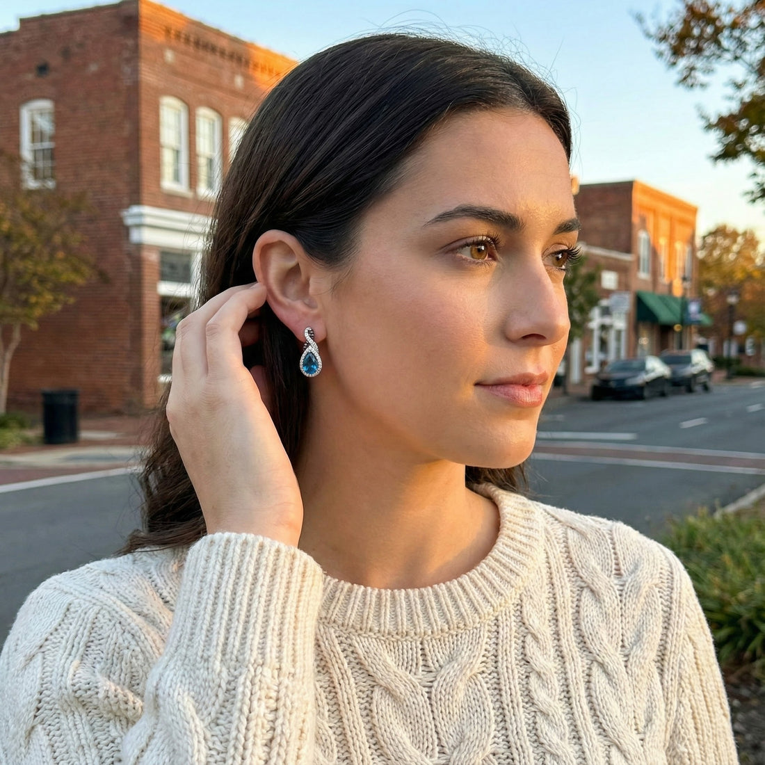 Le Vian® 14K Vanilla Gold® Earrings with Deep Sea Blue Topaz™, Chocolate Diamonds® & Nude Diamonds™ Radiant color and refined sparkle define these stunning Le Vian® drop earrings