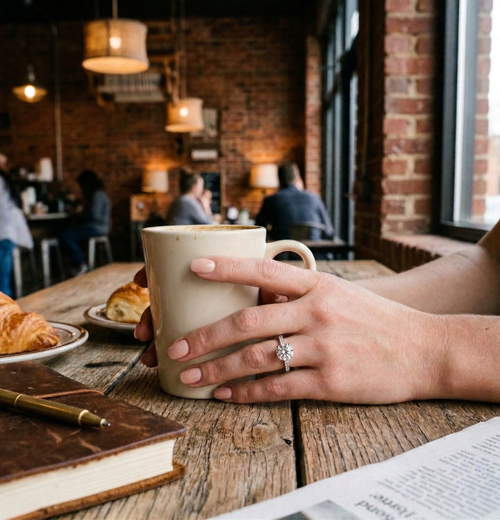 Round Lab-Grown Diamond Ring | 14K White Gold | Engagement Ring | 2.50 ct Center | Pavé Band - Brownee Jewelers