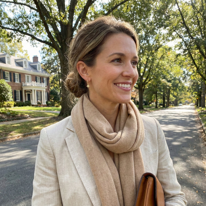 Diamond North Star Drop Earrings | 14K Yellow Gold | 0.19 ctw | Celestial Dangle Earrings - Brownee Jewelers