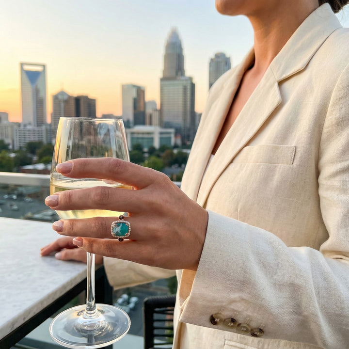 Le Vian® Peacock Aquaprase™ & Diamond Ring in 14K Strawberry Gold® Bold natural beauty meets signature sparkle in this stunning Le Vian® ring featuring 6 cts. of Peacock Aquaprase™