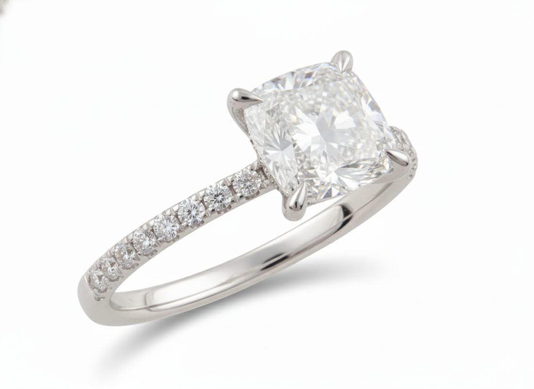 14K White Gold ~2ct Lab Diamond Engagement Ring (SI1–SI2, G–H) – 2.23ct Total Weight  