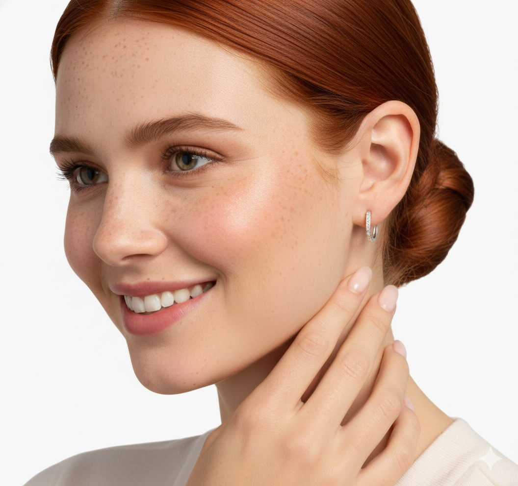 Sterling Silver Lab-Grown Diamond Channel-Set Hoop Earrings