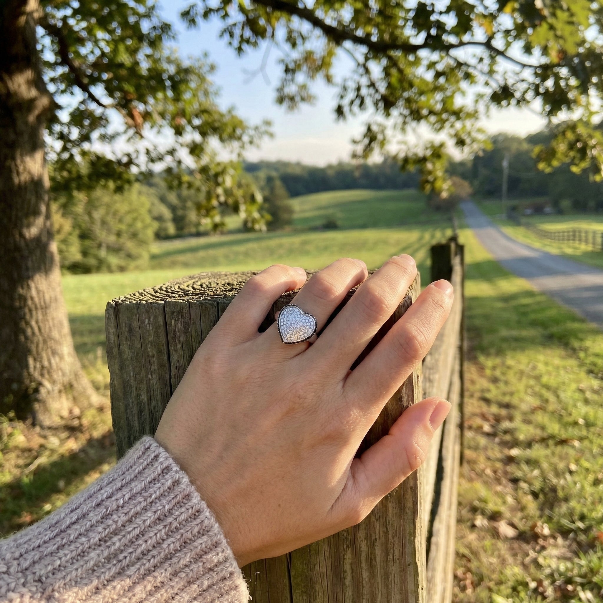 Black & White Diamond Heart Ring | 0.75 ctw | 14K White Gold | Pavé Love Design - Brownee Jewelers