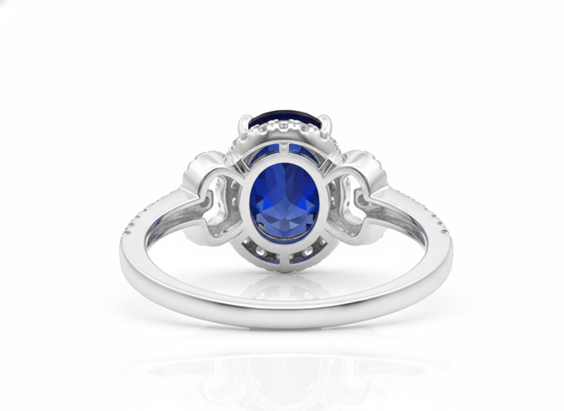 14K White Gold 1.09ct Oval Sapphire & .35ct Diamond Ring