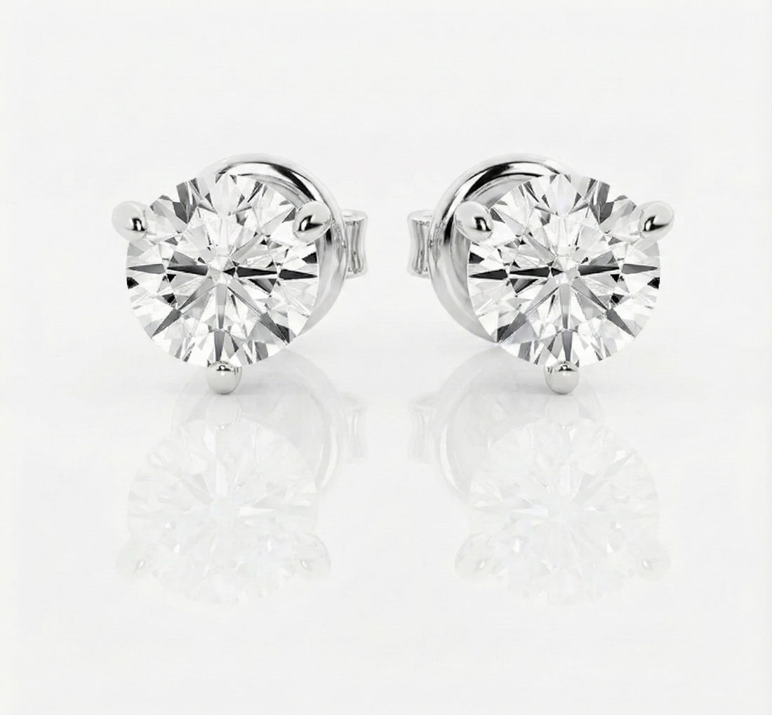 14K White Gold 1.50ctw Lab-Grown Diamond Stud Earrings (3-Prong Martini)
