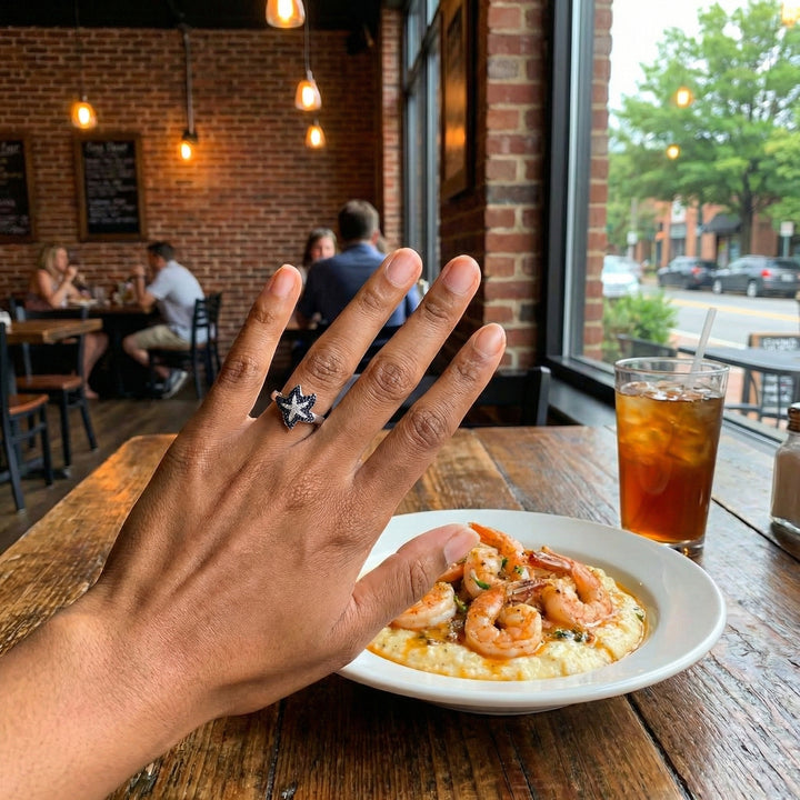 Black & White Diamond Star Ring