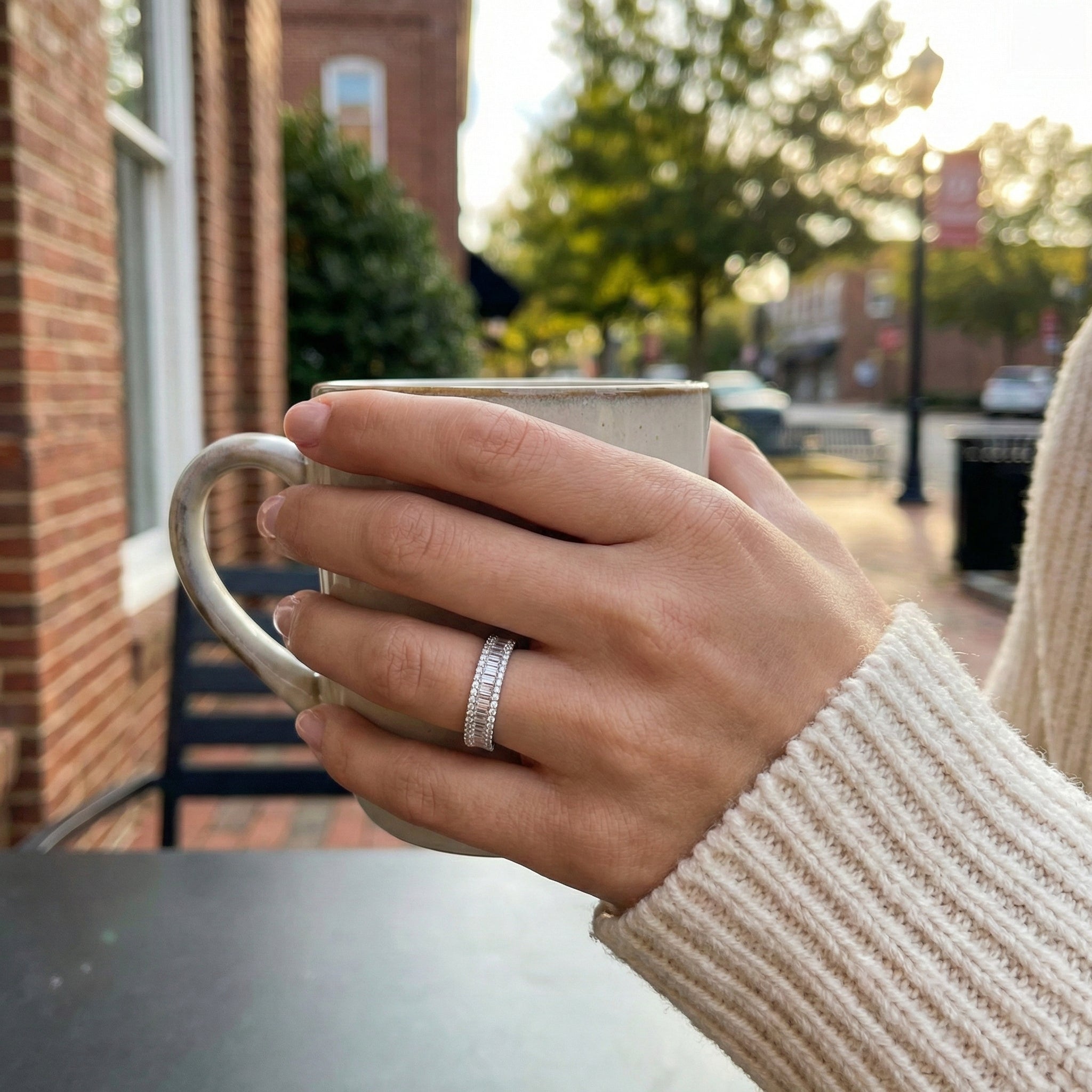 Diamond Baguette Band Ring | 14K White Gold | 0.55 ctw | Elegant Diamond Stackable Band - Brownee Jewelers