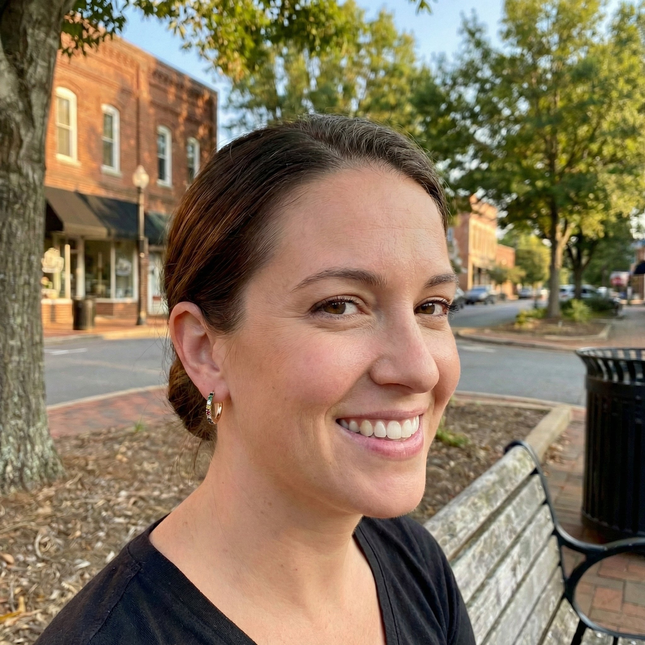 Rainbow Gemstone Hoop Earrings | 14K Yellow Gold | Multicolor Gemstones - Brownee Jewelers