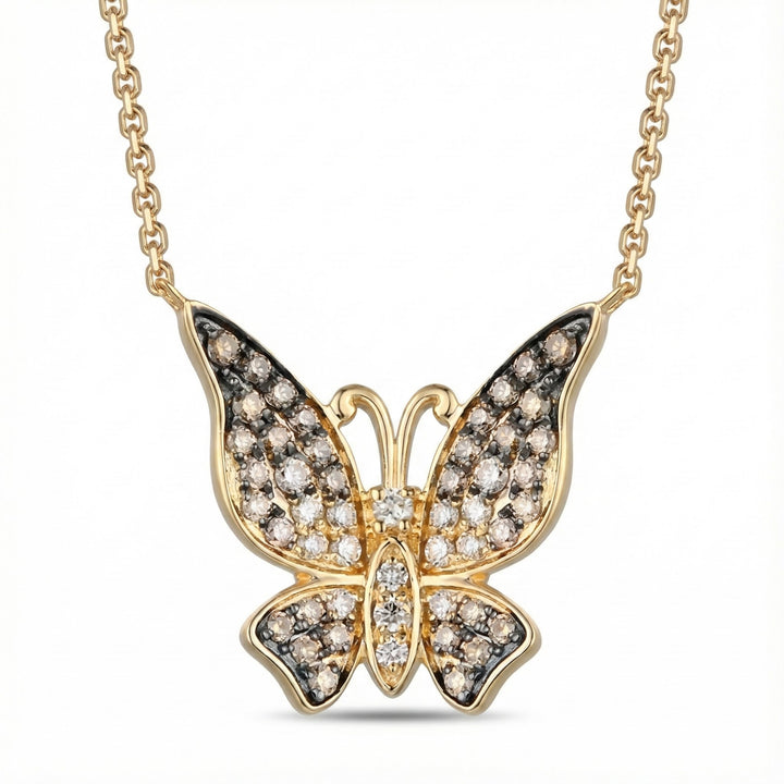 Le Vian Ombre® 14K Honey Gold™ Adjustable Butterfly Necklace with Chocolate Ombré® Diamonds This enchanting Le Vian Ombre® butterfly necklace blends warm sparkle with whimsical elegance
