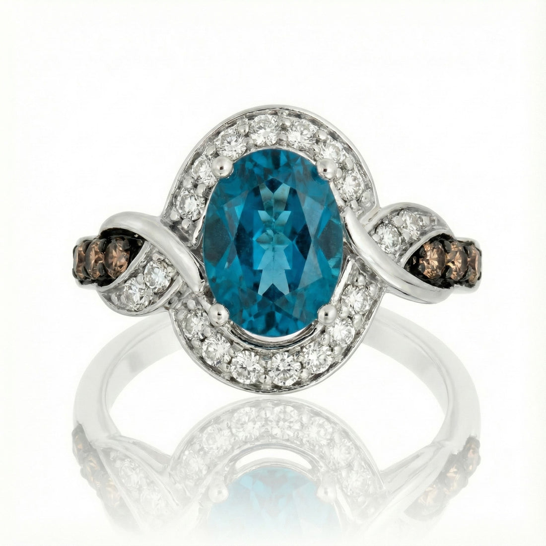 Le Vian® 14K Vanilla Gold® Ring with Deep Sea Blue Topaz™, Chocolate Diamonds® & Nude Diamonds™ Brilliant blue color meets sophisticated contrast in this stunning Le Vian® design