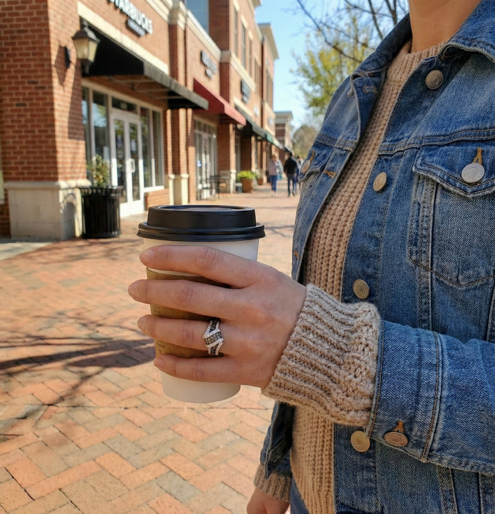 White & Chocolate Diamond Wave Ring