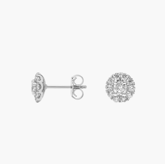Sterling Silver .25ct Diamond Cluster Stud Earrings