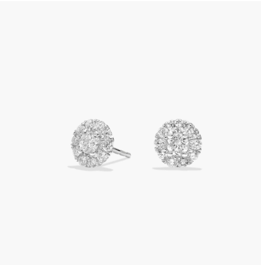 Sterling Silver .25ct Diamond Cluster Stud Earrings