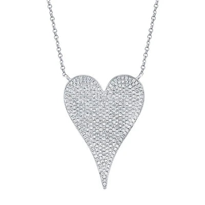 Diamond Pavé Heart Pendant Necklace | 14K White Gold | 0.83 ctw Round Diamonds | 18" - Brownee Jewelers