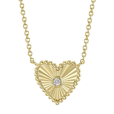 Ribbed Heart Diamond Necklace. SC55026096