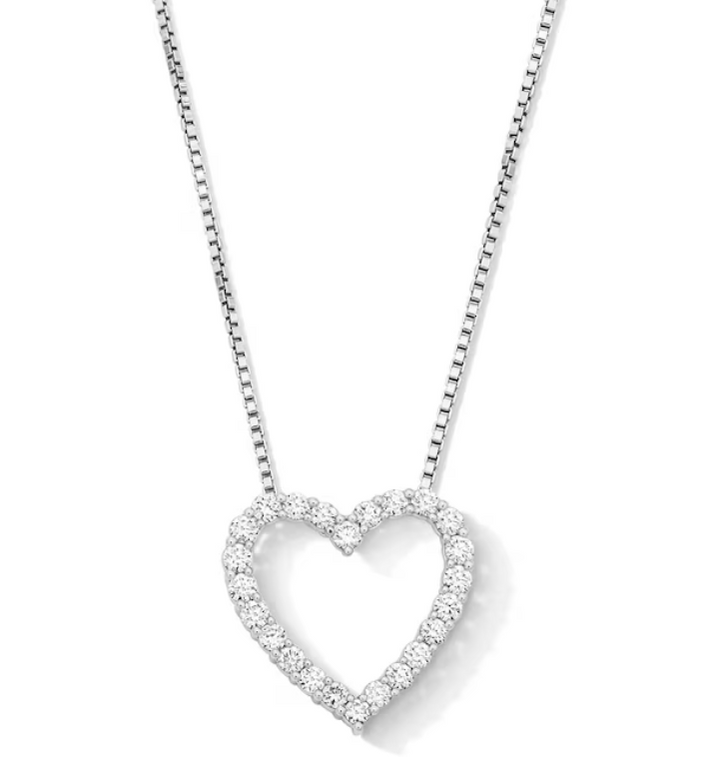 Sterling Silver .25ct Lab-Grown Diamond Heart Pendant (24 Stones)