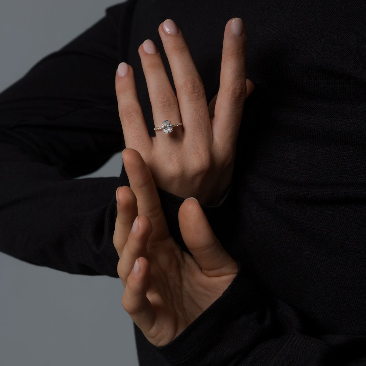 Solitaire Pave Engagement Ring