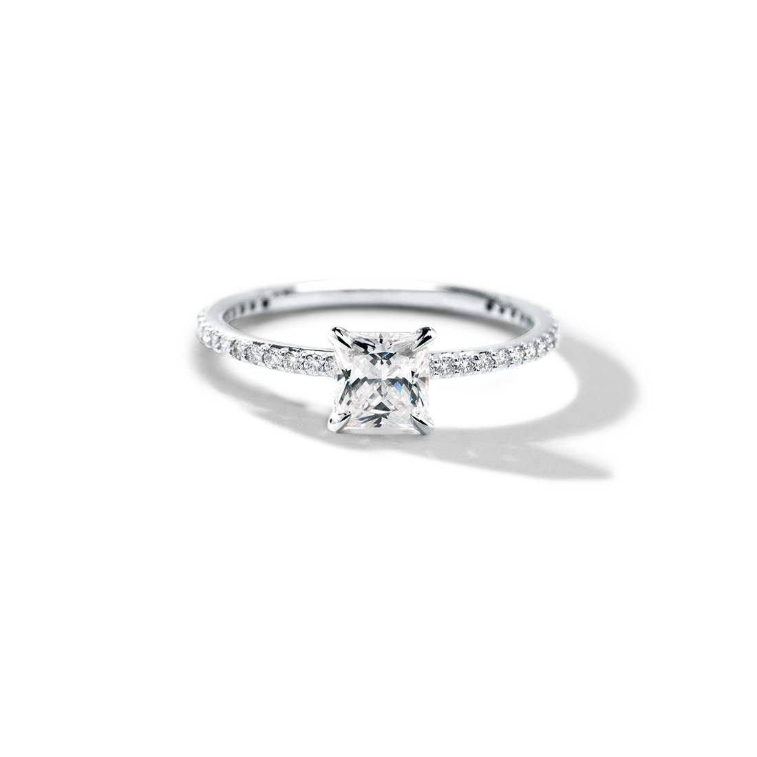 Solitaire Pave Engagement Ring