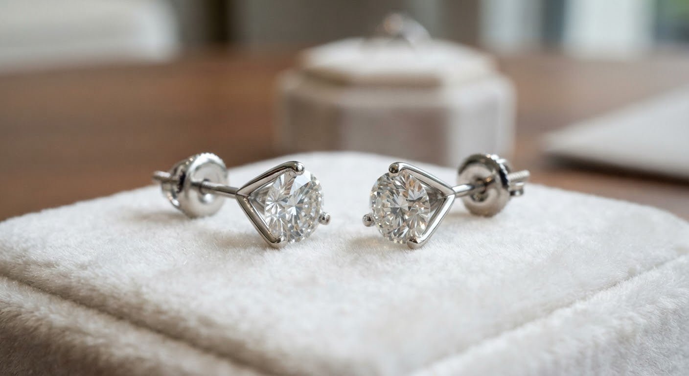 14KRG 1.08CTS TWT RD NATURAL DIAS STUD ERS SI12GH.      7122131094