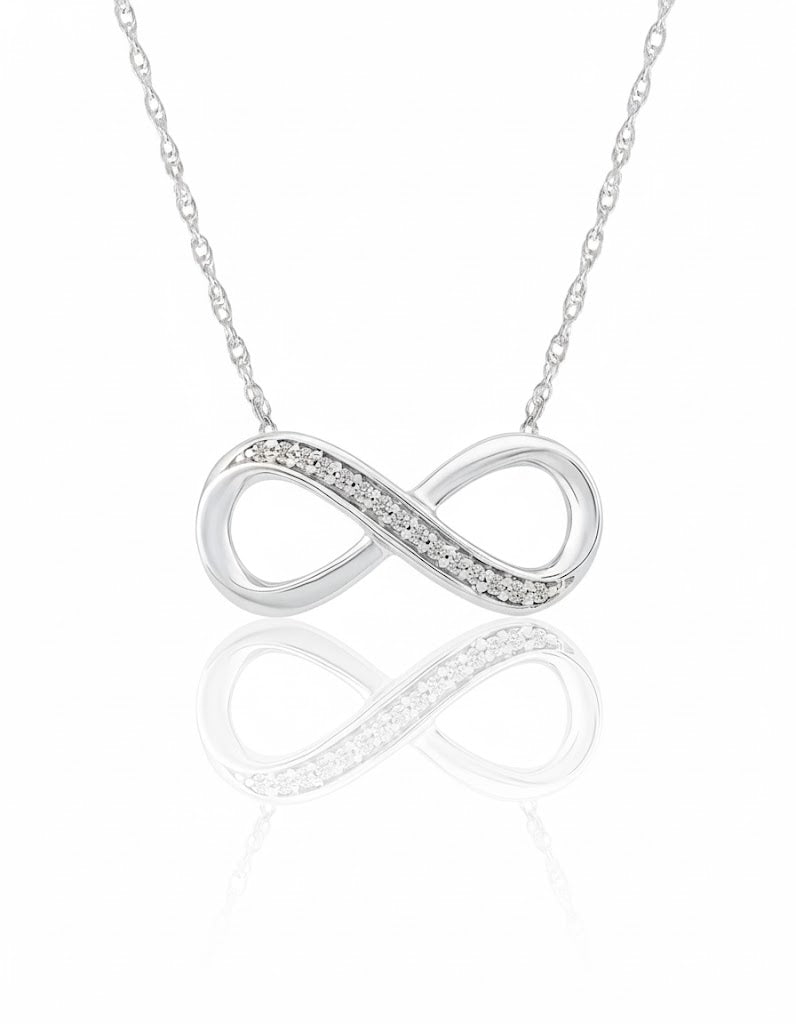 Sterling Silver Lab-Grown Diamond Infinity Necklace (.10ctw)