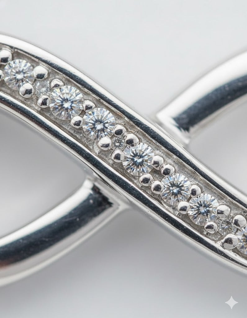 Sterling Silver Lab-Grown Diamond Infinity Necklace (.10ctw)