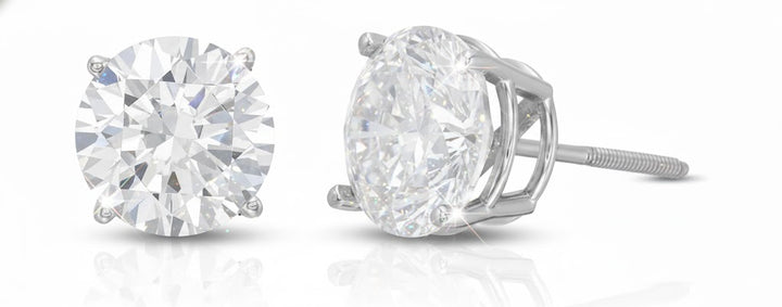 4 CT. T.W. Round Lab-Grown Diamond Stud Earrings in 14k White Gold, Elevate your collection with the timeless brilliance of these breathtaking 4-carat total weight lab-grown diamond stud earrings. - Brownee Jewelers
